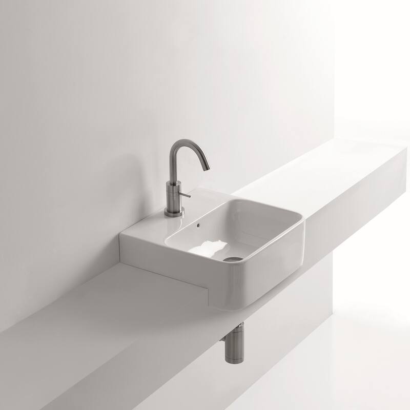 WS Bath Collections 17-3/4" Ceramic Recessed Bathroom Sink with 1 Hole - White