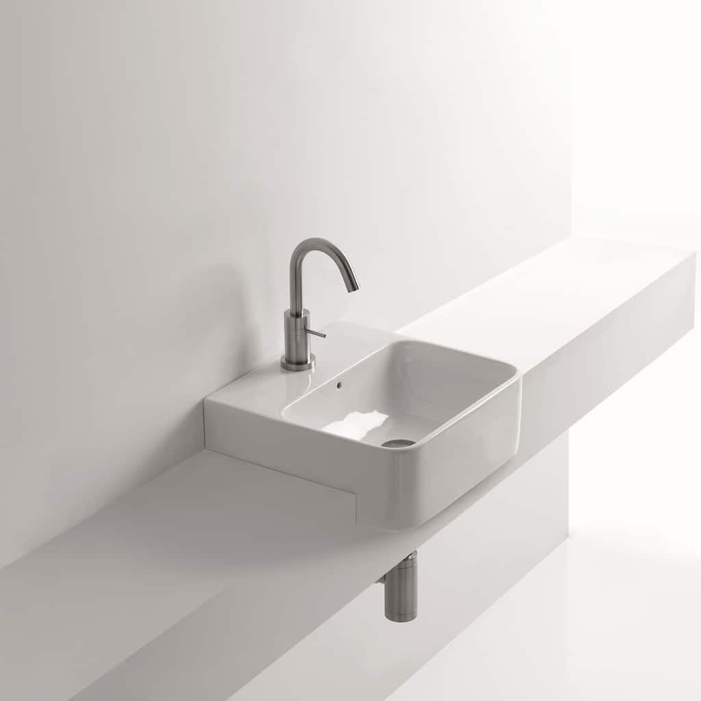WS Bath Collections 17-3/4" Ceramic Recessed Bathroom Sink with 1 Hole