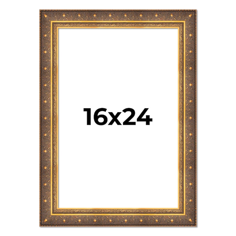 16x24 Frame Vintage Gold Solid Wood Picture Frame | 2.5 Inch Moulding
