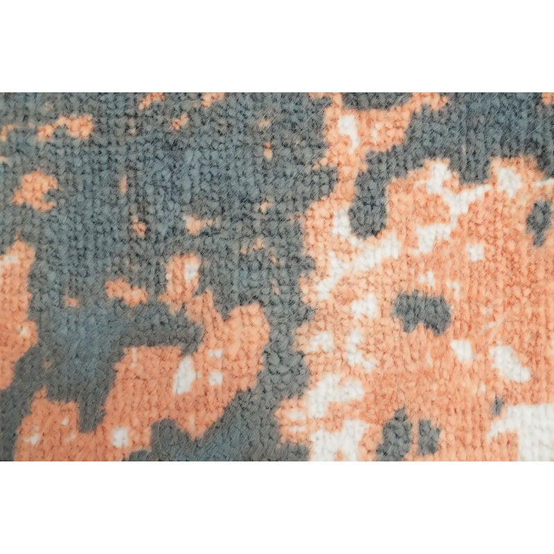 Hand Knotted Oriental Viscose Silk Carpet Modern Abstract Oranges & Rust Abstract Area Rug - 4' 0'' X 2' 0''