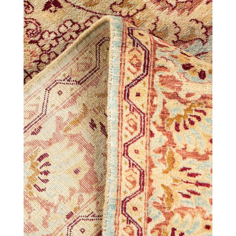 Overton Handknotted Wool Traditional Oriental Light Blue Area Rug - 4' x 6'