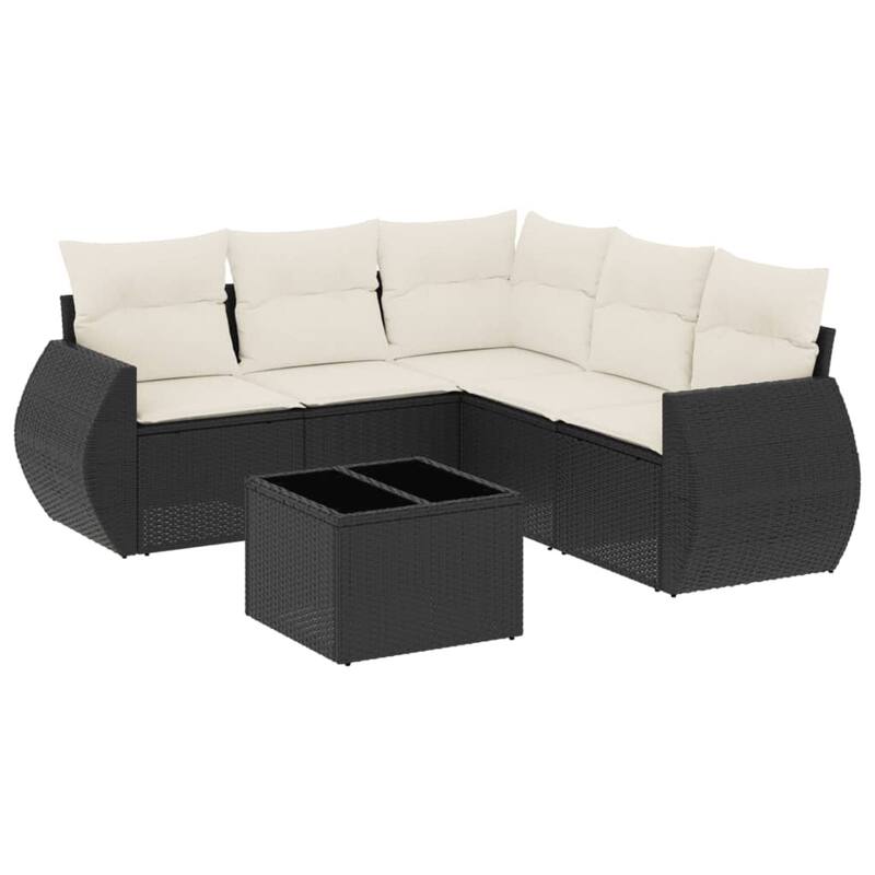 vidaXL Patio Sofa Set with Cushions Outdoor Conversation Furniture Poly Rattan