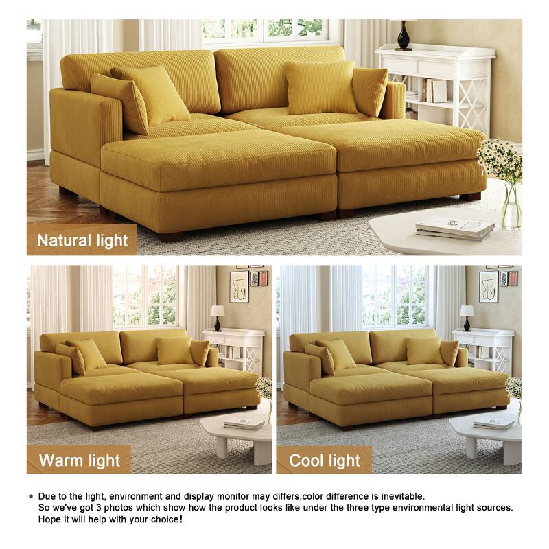 Corduroy Modular Sectional Sofa Deep Seat Corner Sofas & Ottomans