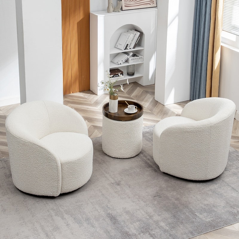 KINWELL 34" Wide Upholstered Swivel Accent Barrel Chair (Set of 2)