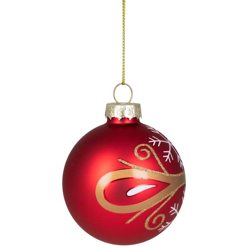 4ct Red Gold Glass Hanging Christmas Ball Ornaments 2.5-Inch (67mm)