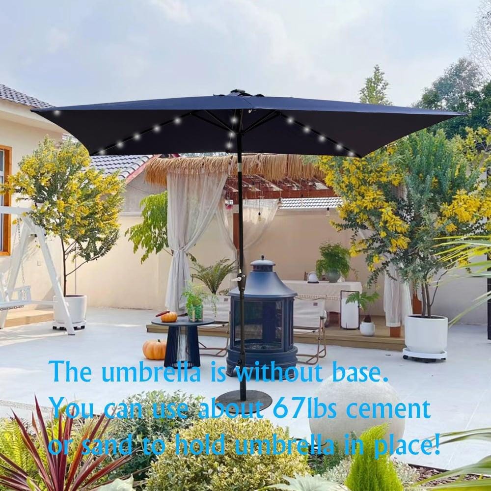 10 x 6.5Ft Solar LED Patio Umbrella with Crank Tilt for Pool Garden