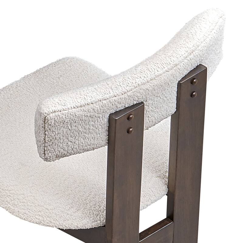 Wooden Boucle Upholstered Dining Chairs Set of 2,Kitchen Side Chairs