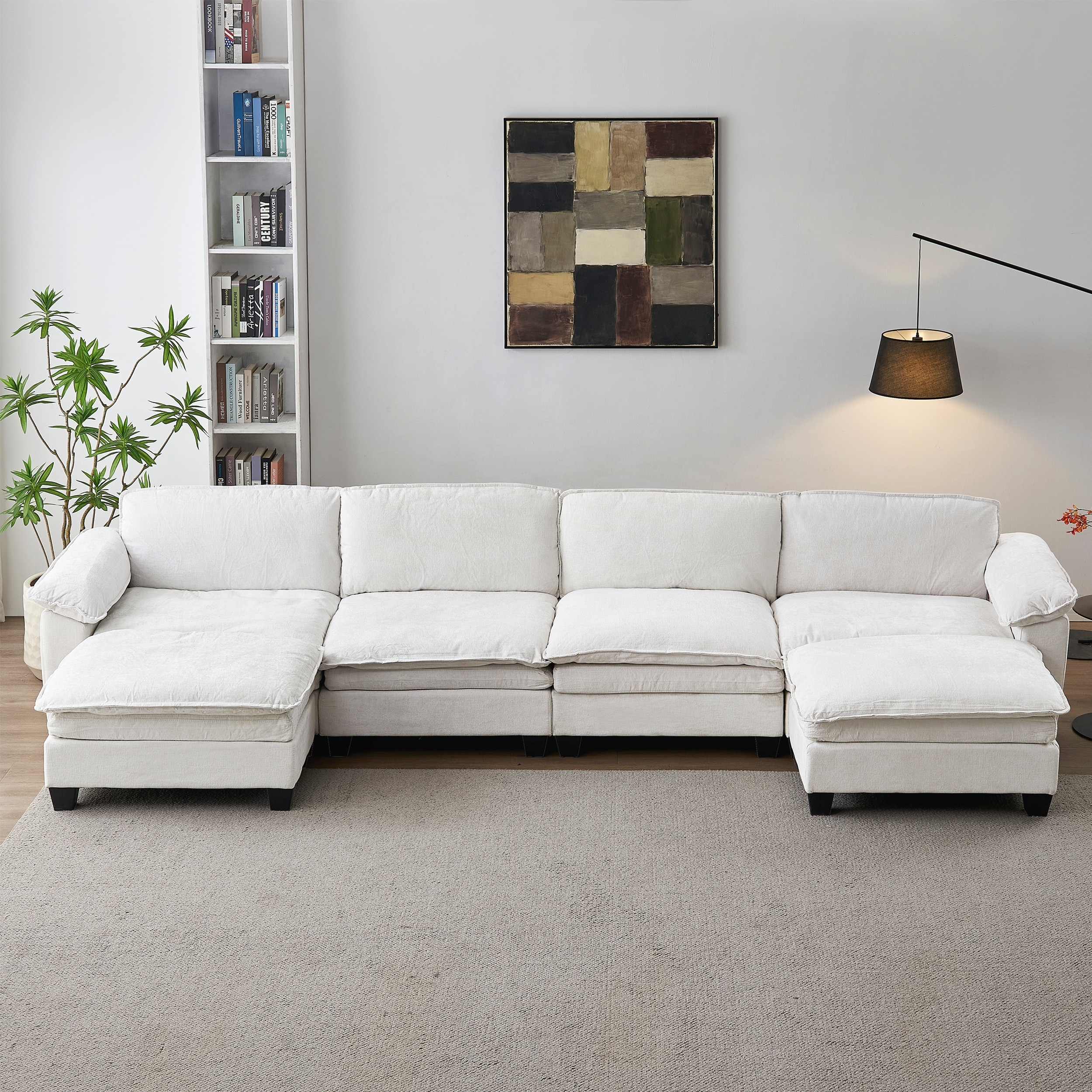 Soft Chenille Upholstered U Shape Sofa