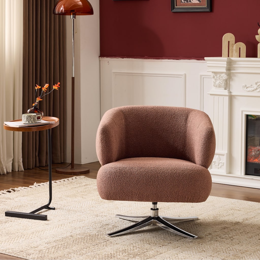 Swivel Chair Leisure Chair Side Chair, Rustic Accent Chair Reception Chair Red Reading Chair Armchair