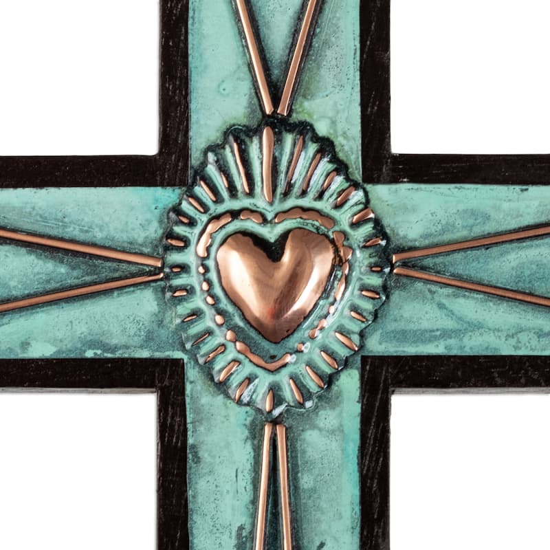 Novica Handmade Cross And Heart Wood Wall Cross
