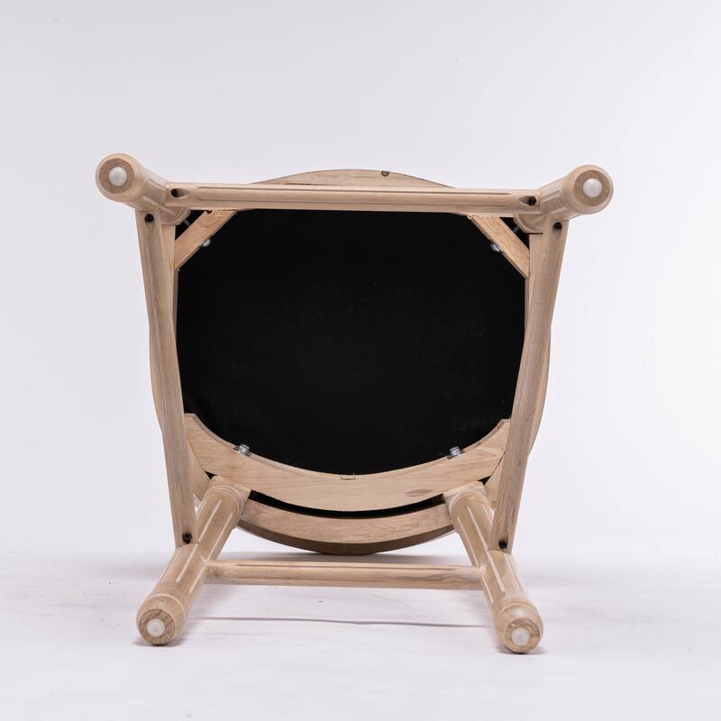 Anmytek French Country Solid Wood Barstools with Beige Upholstered Seating Set of 2