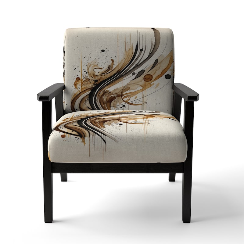 Designart "Brown And Black Movement I" Upholstered Modern & Contemporary Accent Chair and Modern & Contemporary Arm Chair