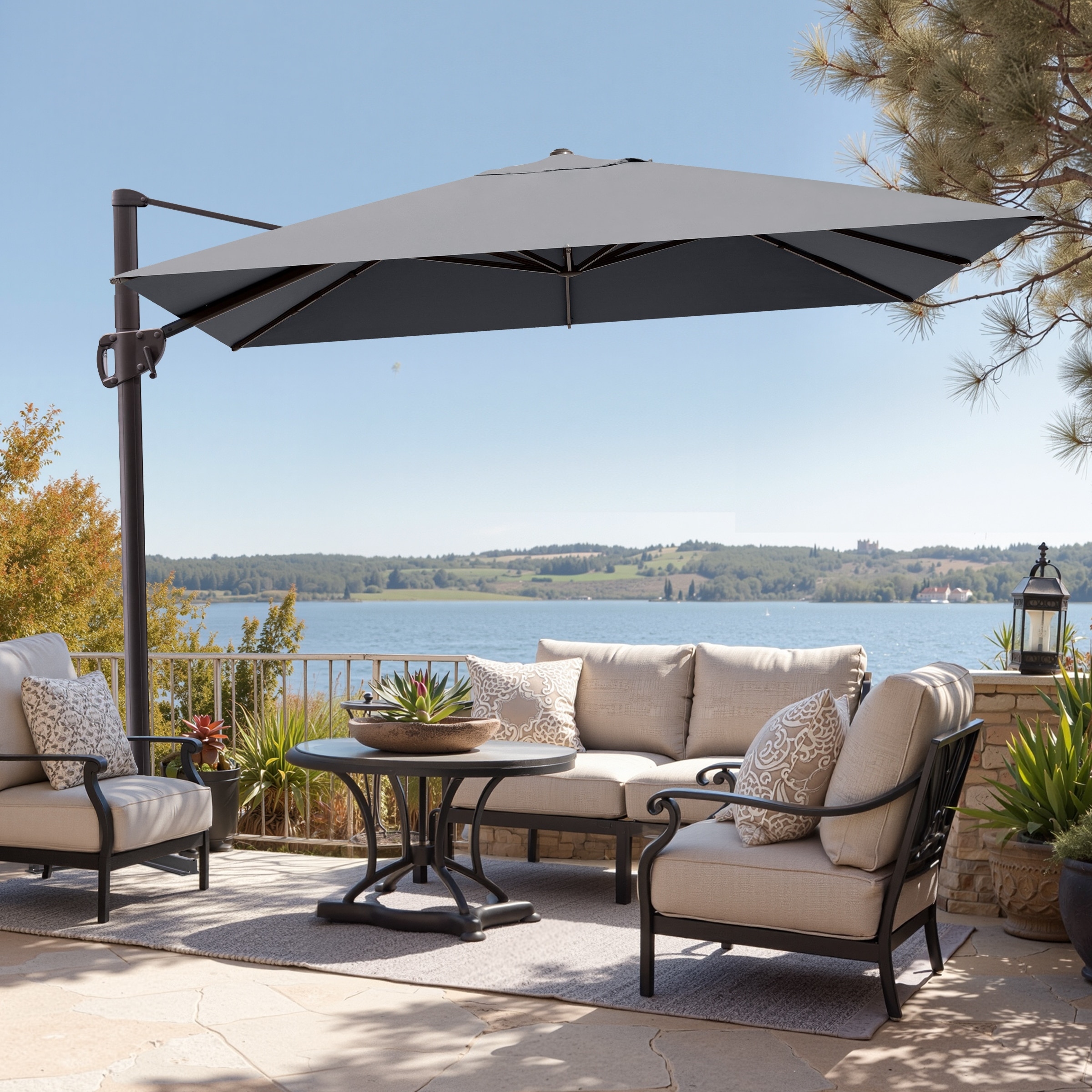 11 x 9 FT Outdoor Patio Offset Cantilever Umbrella with Cross Base by Crestlive Products
