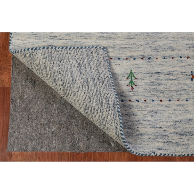 Gabbeh Oriental Area Rug Handmade Beige Tribal Wool Carpet - 7'11" x 9'11"