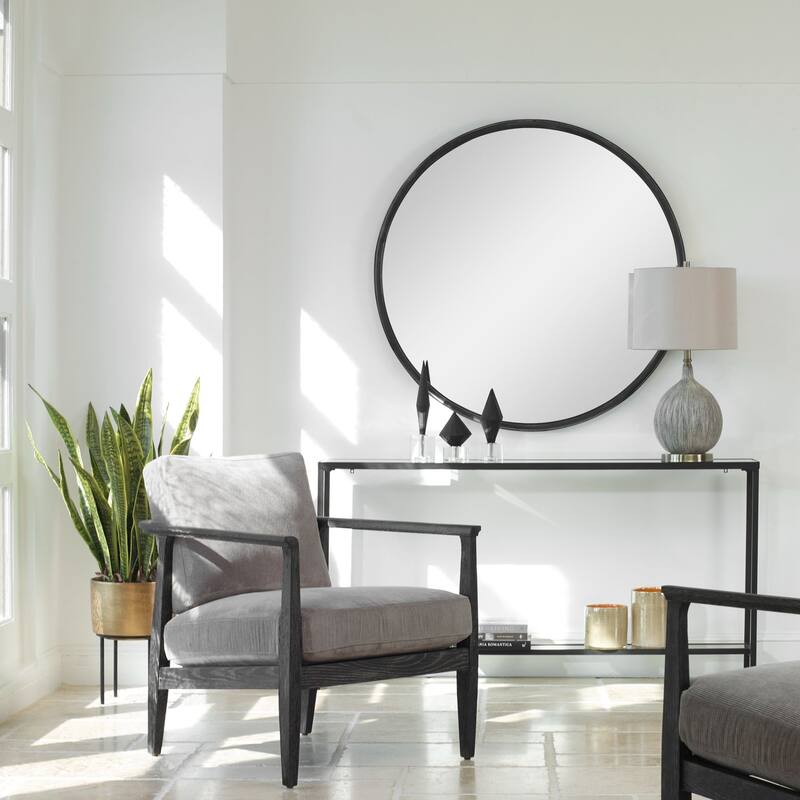 Round Wall Mirror - 44" - Black