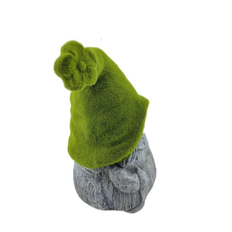 HomeRoots 14" Gray And Green Polyresin Gnome Outdoor Statue