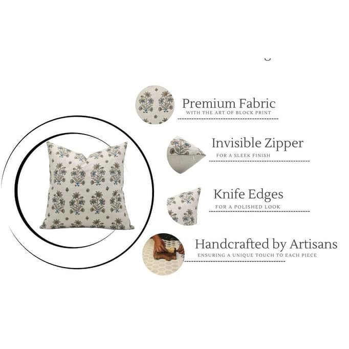 Fabdivine Linen Bohemian Block print pillow Cover