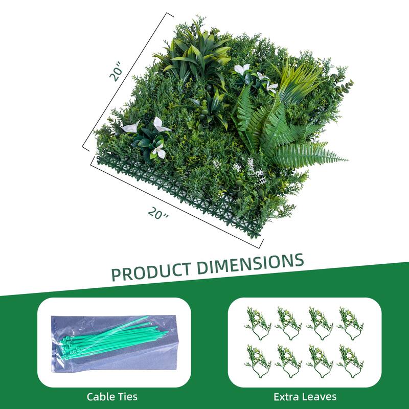 12 Pack Artificial Grass Wall Panels,20"x 20" Artificial Plant Wall Panels Fake Greenery Leaf Hedge - style 4