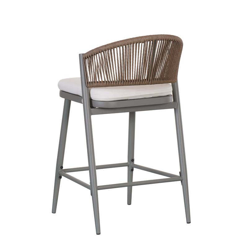 Christopher Knight Home - Beverly Durable Outdoor Counter Stools with Scallop Backrest, Set of 2