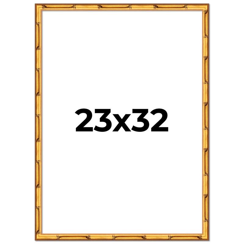 23x32 Frame Gold Bamboo Picture Frame Modern Photo Frame Includes UV Acrylic Shatter Guard Front Acid Free Foam Backing Board