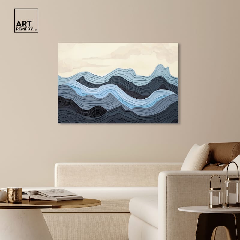 Art Remedy Waverly Gallery Wrapped Blue Abstract 1 Piece Canvas Wall Art