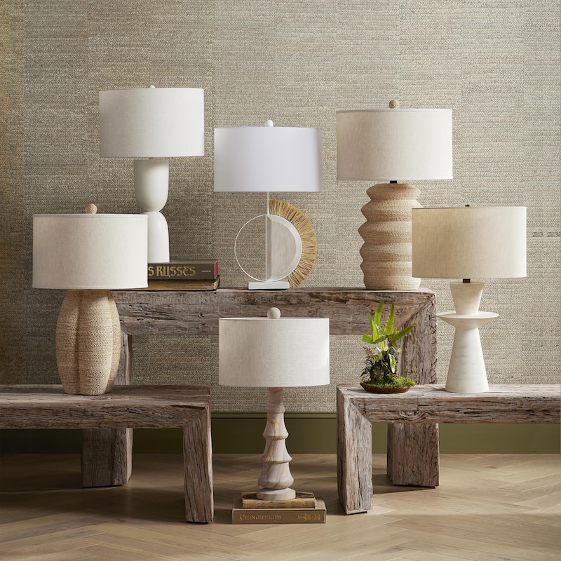 Currey & Company Linz White Table Lamp - 29.25"h x 18"dia