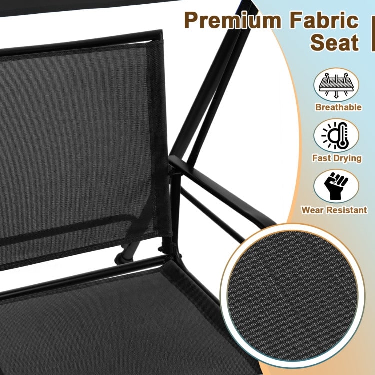 2-Seat Outdoor Canopy Swing with Comfortable Fabric Seat and Heavy-duty Metal Frame - 58" x 45" x 70"