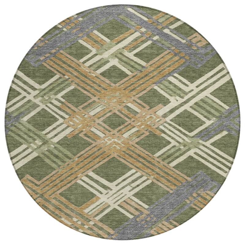 Machine Washable Indoor/ Outdoor Modern Trellis Chantille Rug