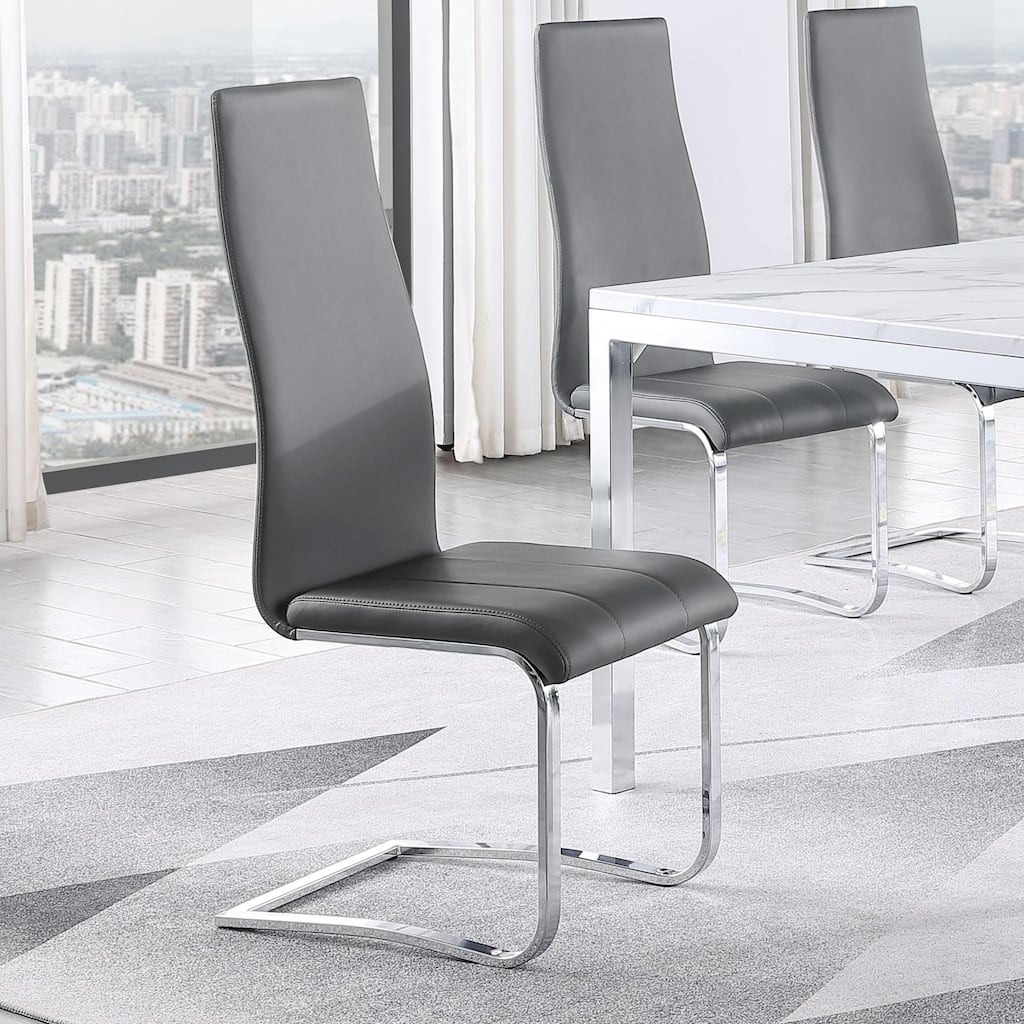 Chrome High Back Side Chairs,Dining Chair (Set of 4)