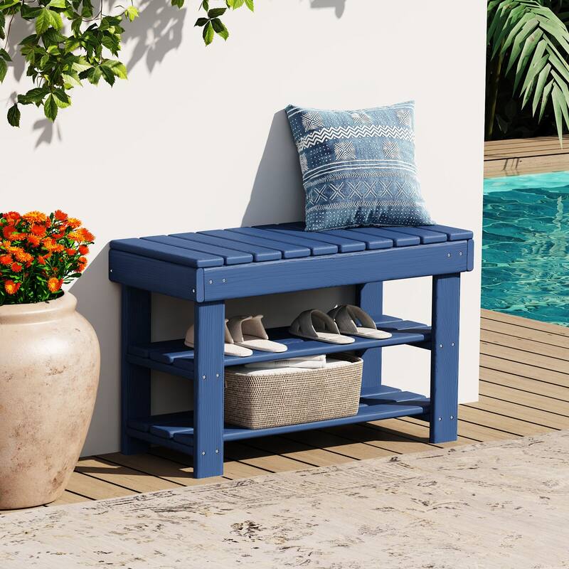 HDPE Outdoor Storage Bench Entryway Shoe Rack Patio Bench