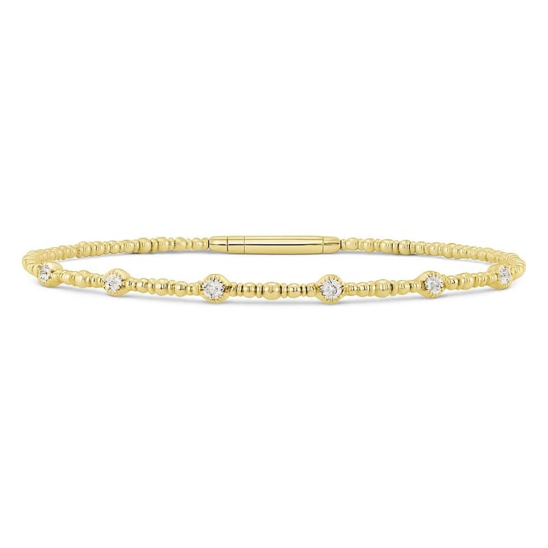 Joelle Collection 14K Gold Diamond Flexible Stackable Bangle