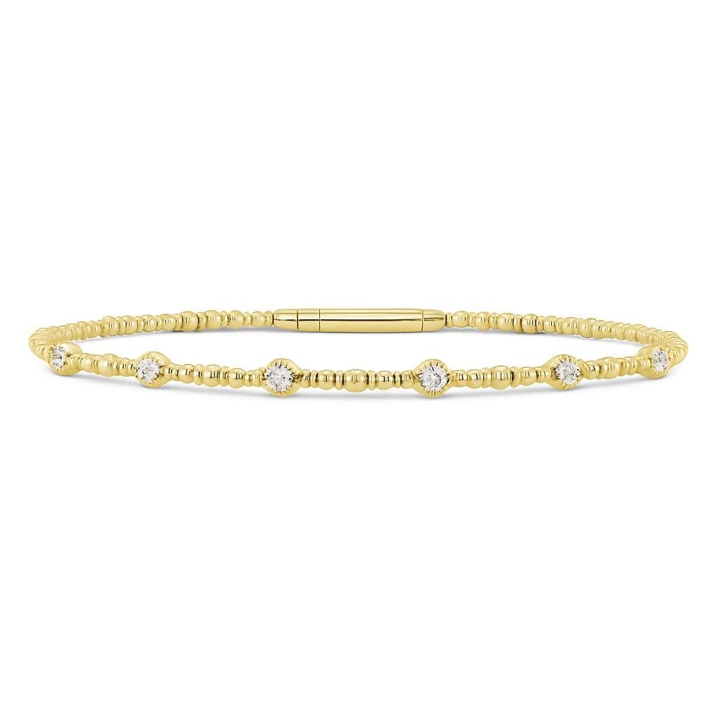 Joelle Collection 14K Gold Diamond Flexible Stackable Bangle