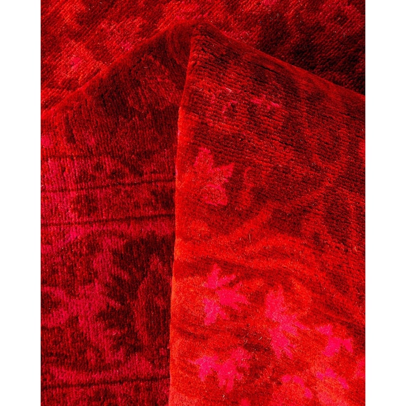 Overton Hand Knotted Wool Vintage Inspired Modern Contemporary Overdyed Pink Runner Rug - 3' 1" x 25' 1"