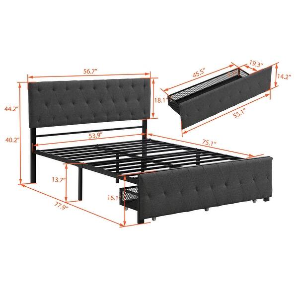 dimension image slide 0 of 4, Storage Bed Metal Platform Bed with a Big Drawer.