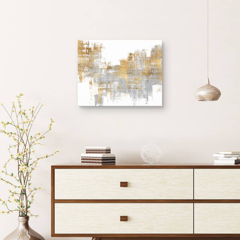 Dynamic Gold on Grey by Alex Wise Canvas Art Print