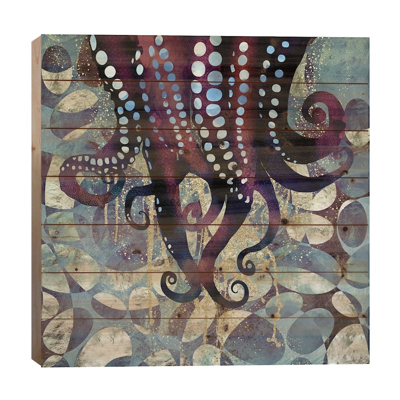 Metallic Ocean II Print On Wood by SpaceFrog Designs - Multi-Color - 26x26x1.5