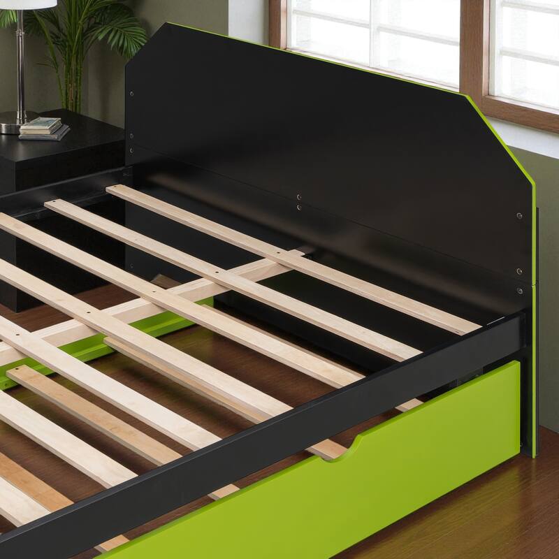 Full Size Wooden Daybed with Twin Trundle, Desk with USB Port, Storage-Friendly Design, Multi-Functional Bed Frame