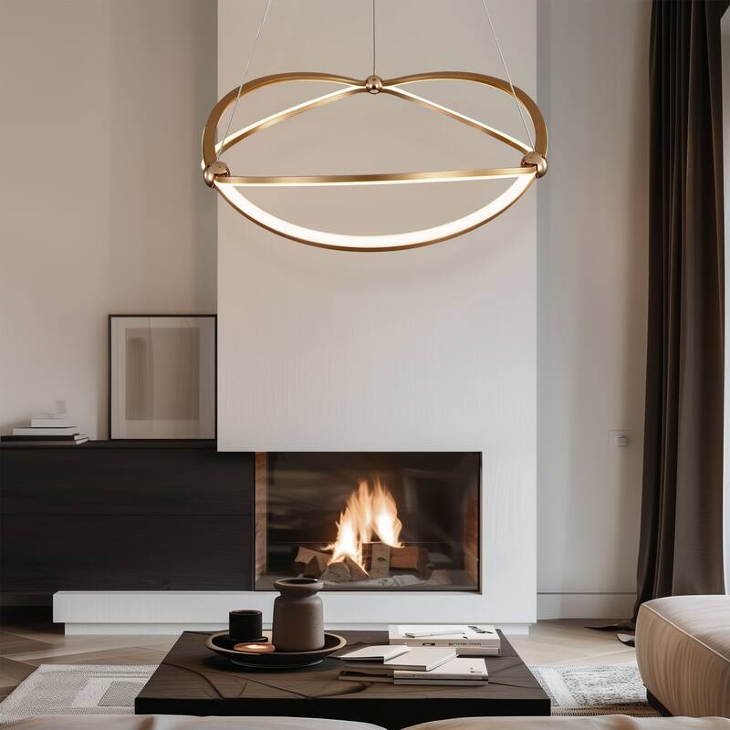 Spirale 24" LED Chandelier in Anodized Gold with No Shade