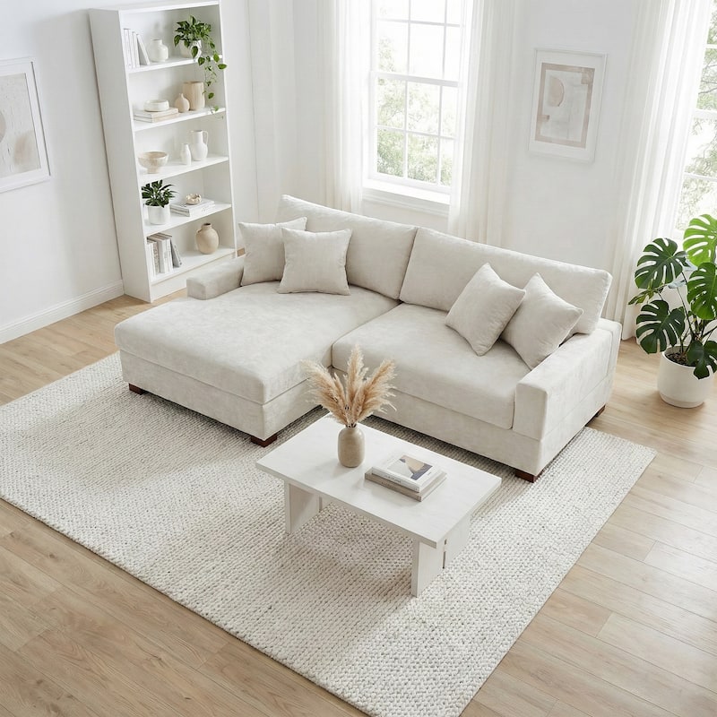 Modern Oversized Chenille Modular Sectional Sofa With Chaise