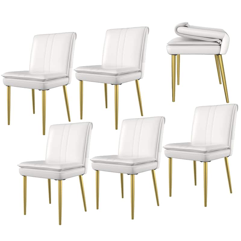 VECELO Foldable Dining Chair Set 2/4/6 Pack PU Leather Space Saving Chairs with Metal Legs Waterproof Kitchen Living Room Chairs