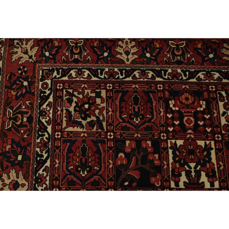 Hand Knotted Oriental 100% Wool Carpet Traditional Garden Design Red Bakhtiari Area Rug - 13' 3'' X 9' 11''