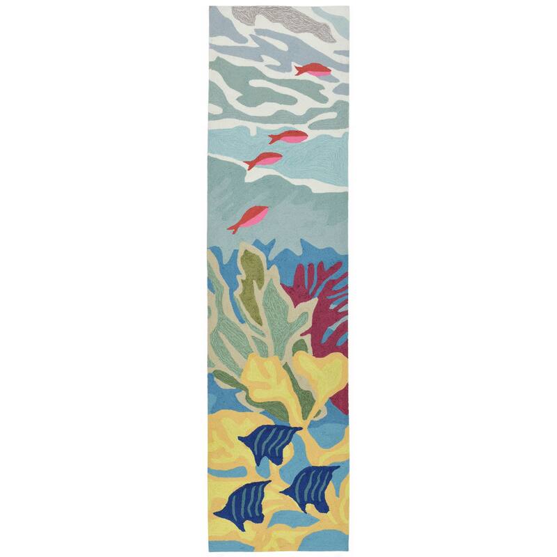 Liora Manne Ravella Ocean View Indoor/Outdoor Rug - 2' x 8' - Blue