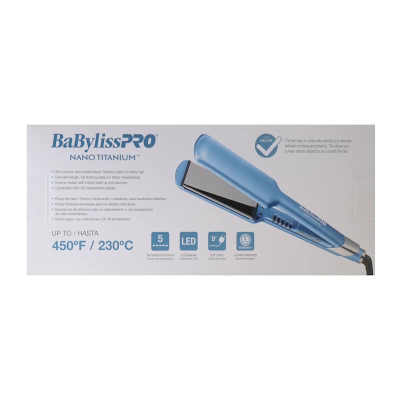 BaByliss Pro Nano Titanium 2" Ultra-Sleek Hair Straightener, Flat Iron