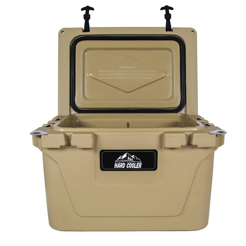 50 Quart Khaki Cooler, Ultra-Light Insulated Ice Chest - Heavy-Duty Hard Shell Cooler with 6-Day Ice Retention