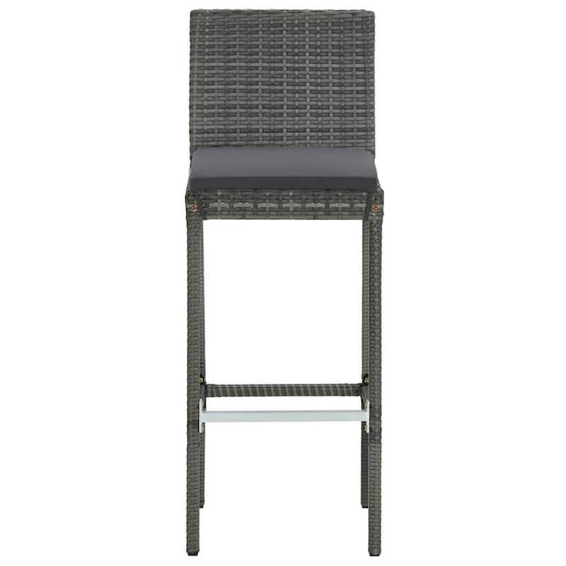 4pc Outdoor Patio Barstool Chair with Cushions, Gray Woven Poly Rattan
