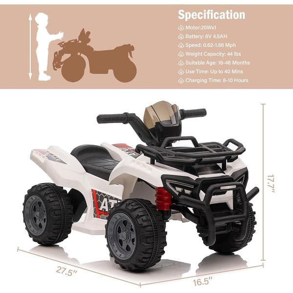 Ride on Toy Car for Toddlers w/1.8 Mph Speed White