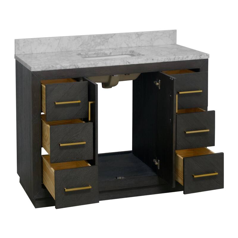 KitchenBathCollection Peyton 48" Bathroom Vanity with Carrara Marble Top