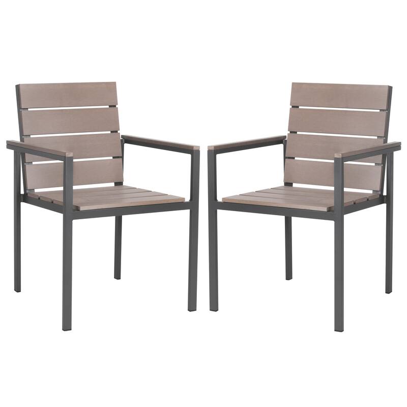 SAFAVIEH Outdoor Kennedi Chair - Taupe (Set of 2) - 23Wx22Dx33H
