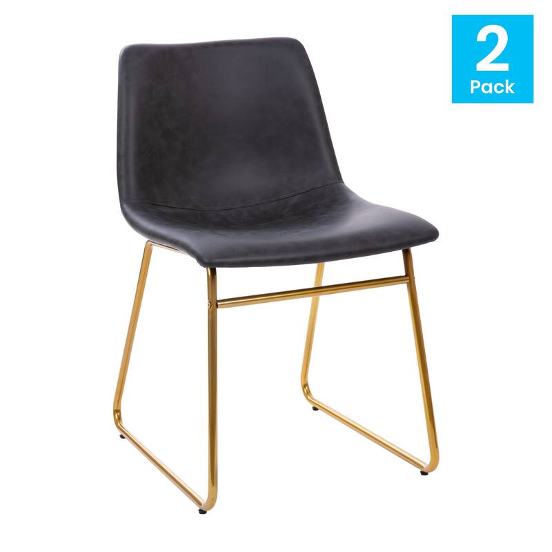 18 Inch Indoor Dining Table Chairs, LeatherSoft Upholstery-Set of 2