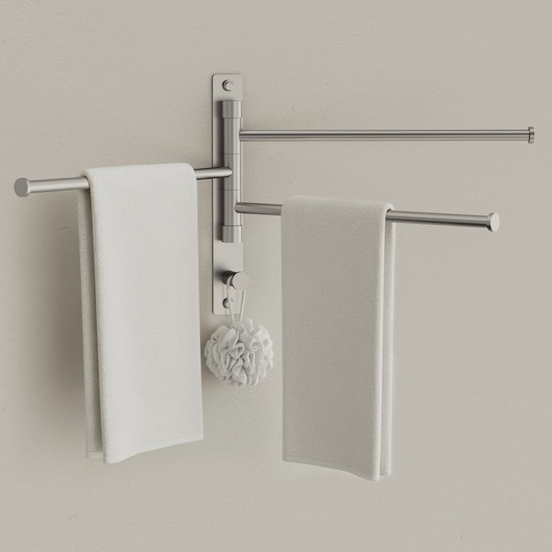 4-Arm Rust-Proof Swivel Towel Rack, 304 Stainless Steel with Hooks